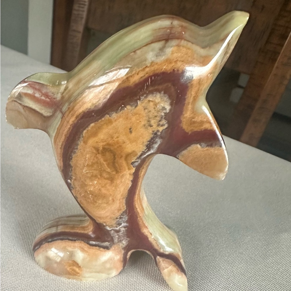 Vintage hand carved Onyx dolphin figurine
